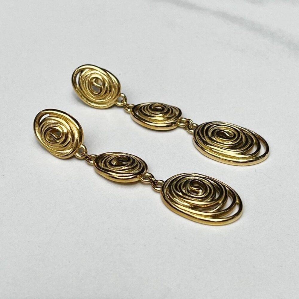 New! “Aspacia” Fingerprint Swirl Gold Drop Earrings